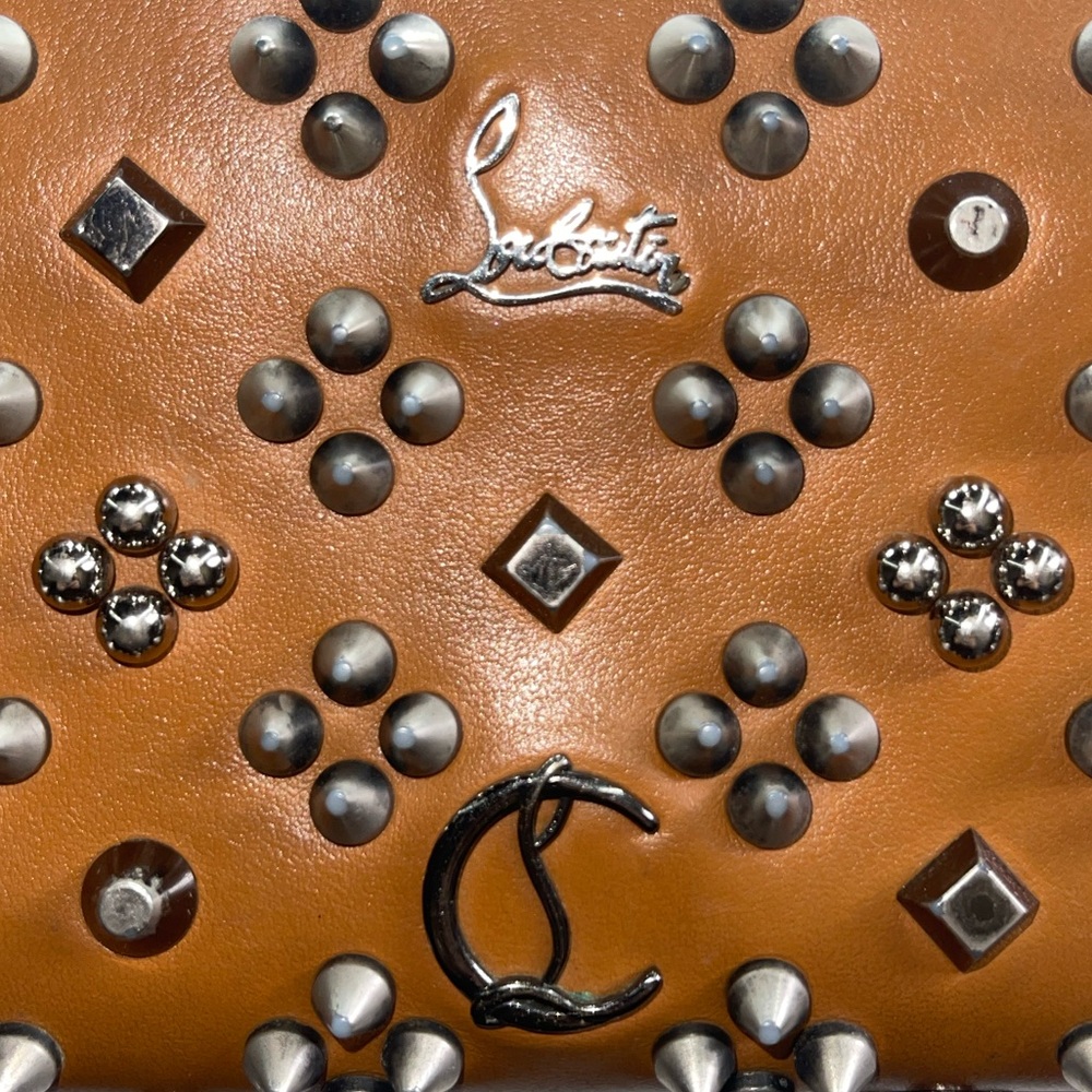 ♥️ Christian Louboutin Panettone Wallet Spikes Loubinthesky Seville Calf Leather - Picture 7 of 14
